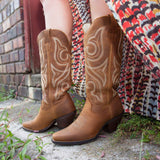 Women's Crush Western Boots Distressed Cognac