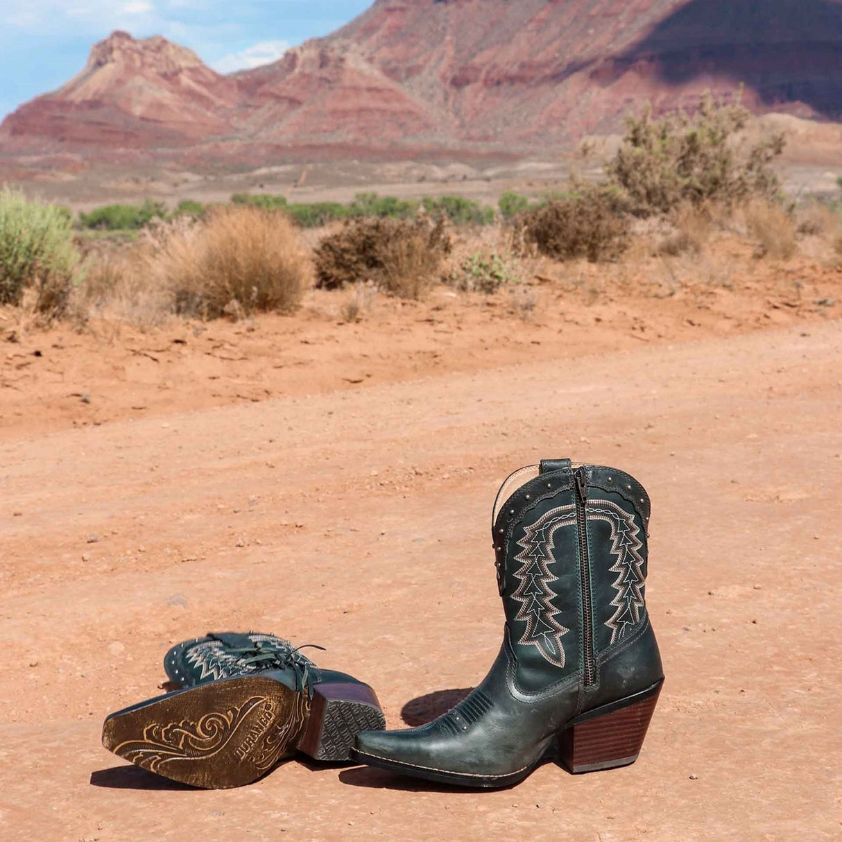 Women's Crush Western Boots Saddle Brown and Denim Blue