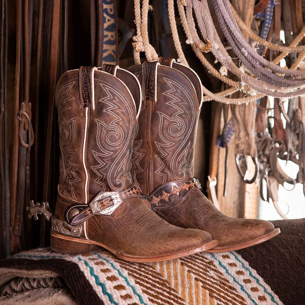 Men's Arena Pro Western Boots Worn Saddle