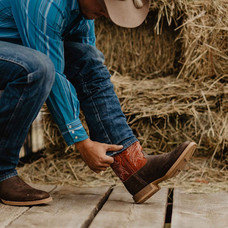 Men's Rebel Pro Western Boots Worn Brown and Chilli Pepper