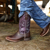 Women's Lady Rebel Pro Western Boots Oiled Brown and Plum